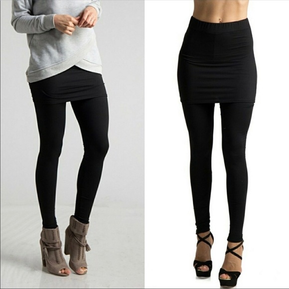 ✨LAST PAIR ✨Black Brushed Knit Skirt Leggings🖤 - Picture 2 of 8